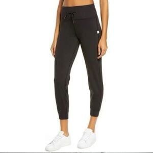 Vuori Black Track Pants with Tapered Leg and Elastic Waistband
